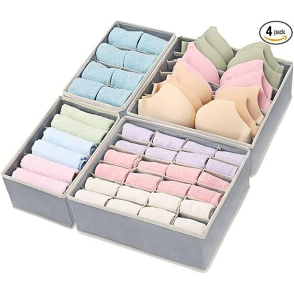 Drawer Organizers for Underwear Bras Socks Closet Storage Boxes Foldable Set - Picture 8 of 8